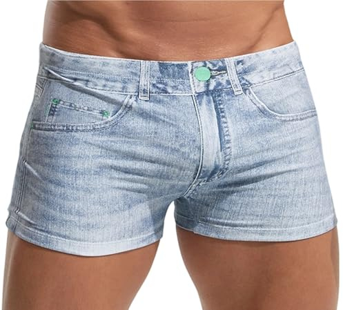 Ausing Costume da bagno da uomo, aderente, corto, con coulisse, per sport acquatici, surf, piscina, spiaggia, XS-XL, bianco, L