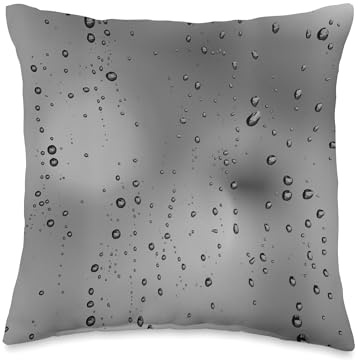 Rain Raindrops and Window Water Drops in Gray Color Throw Pillow