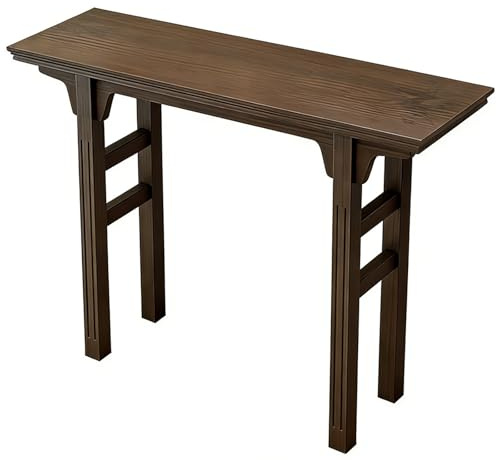 WUXTOKV Console d Entree, Console Meuble Entree de Pin, Entièrement Fabriquée en Bois Massif, Plateau de 3,5 Cm D'épaisseur(Brown,140x85x38CM/55x33x15IN)