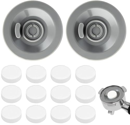 2PCS Espresso Cleaning Disc & 12pcs Cleaning Tablets,Professional Coffee Machine Accessories 54mm Universal Silicone Espresso Backflush Disc Tablets Compatible with Ninja Luxe Coffee Machine