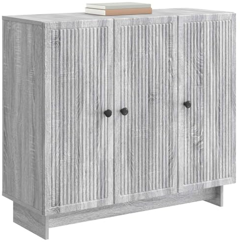 vidaXL Sideboard Graues Sonoma 89 x 34,5 x 80 cm Holzwerkstoff, Elegantes Vintage Sideboard, rechteckige Lösung für Zuhause, multifunktionale Möbel