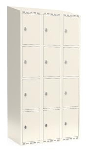 kaiserkraft | 4er-Schließfachschrank Fydor | 3 Abteile | Weiß | B 900 mm | schräge Dachform | Vorhängeschloss