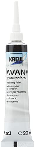 KREUL 815120SB - Javana Seidenmalerei Konturenfarbe für Stoffe, 20 ml Tube mit Feinspritzdüse, schwarz