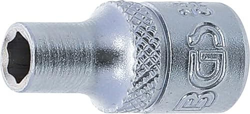 BGS 2339 | Steckschlüssel-Einsatz Super Lock | SW 4,5 mm | Antrieb Innenvierkant 6,3 mm (1/4) | Chrom-Vanadium-Stahl | verchromt, matt | mit Rändelung