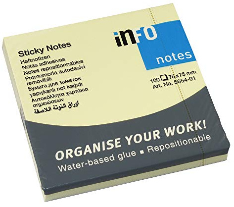Gelbe Haftnotizen, 75 x 75mm, FSC-Siegel, 100 Blatt pro Block, 12 Blöcke pro Pack