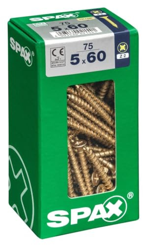 Spax 4081020500607 60 mm 75pieza (S) – Screw (Screw, Steel, Zinc, Wood, Flat Head, Pozidriv, Yellow)