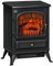 HOMCOM Freestanding Electric Fireplace Indoor Heater Glass View Log Wood Burning Effect Flame Portable Fireplace Stove 950/1850W Black