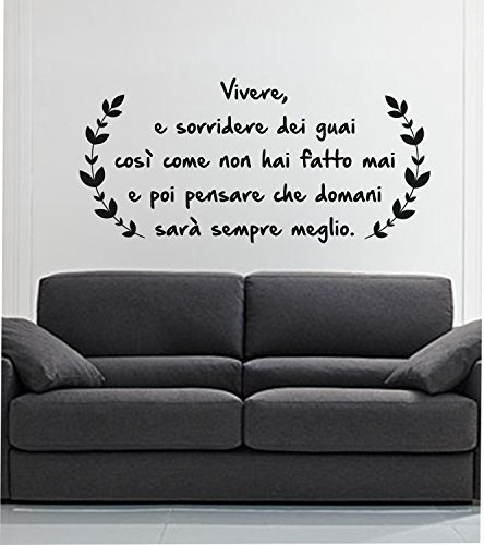 Adesivo murale - Wall Sticker - vivere e sorridere dei guai - by tshirteria