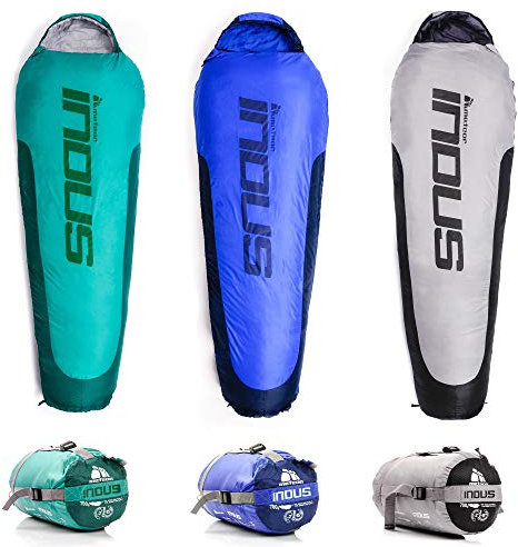 meteor Premium Mumienschlafsack Ultraleicht 0.7kg! Schlafsack Komfort Deckenschlafsack für Indoor Outdoor Camping Schlafsack Erwachsene Kinder Schlafsack Kompressionspacksack(grau Schwarze R)