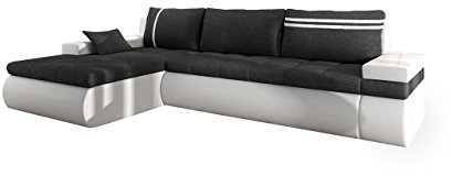 Mirjan24 Big Ecksofa Oslo, Eckcouch mit Bettkasten und Schlaffunktion, Sofa, Bettsofa, L-Form Couch, Elegante Schlafcouch, Polsterecke, Farbauswahl (Seite: Links, Soft 017 + Lux 08)