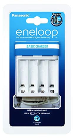 Panasonic Eneloop eneloop, USB-Ladegerät für 2/4 Ni-MH Akkus AA/AAA, 52061000, Weiß