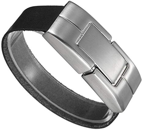 Uteruik Black PU Leather Bracelet 32GB 2.0 USB U Disk Flash Thumb Memory Stick unità di archiviazione
