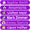 50 Personalised Iron-on Labels for Clothes, Easy to Apply, Durable, Ideal for School Uniforms, Sports Gear, Lilac, Thermoadhesive Vinyl, 6 x 1 cm