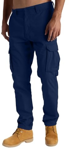 westAce Mens Cargo Combat Work Trousers Casual Pants with Knee Pad Pockets Workwear 100% Cotton Trousers