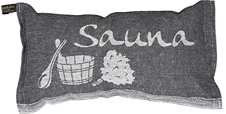 JOKIPIIN | 1 x Lieblingssaunakissen Reisekissen | Design: Sauna | Maße: 40 x 22 cm, Leinen/Baumwolle | schadstoffgeprüft Ökotex 100 | Made in Finnland (Schwarz/Weiß)