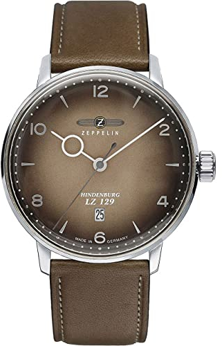 Zeppelin Herrenuhr mit braunem Lederband Serie LZ129 Hindenburg ETA Quarz Datum 8046-5