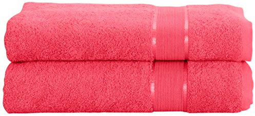 Mixibaby 2er Set Gästetuch Handtuch Duschtuch Badetuch Saunatuch Frottee Baumwolle 500gsm, Größe:Badetuch 100x150cm, Farbe:Pink