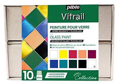Pebeo VITRAIL Collection Set, Assorted, 45 ml (Pack of 10)