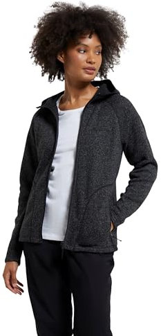 Mountain Warehouse Nevis, giacca in pile con cerniera da donna - leggera, primaverile, con tasche, traspirante - per camminate, viaggi, escursioni, invernale Nero 42