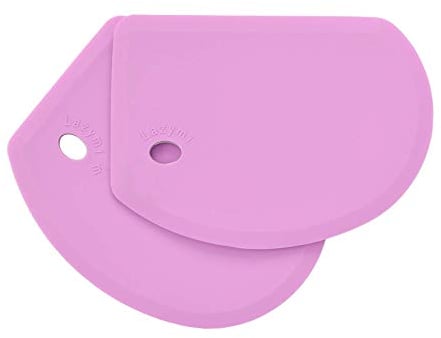 Lazymi Flexible Silicone Dough Scraper Cutter, Large (15.2×10.9CM) Heat-Resistant Pastry Scrapers Nonstick, Food Grade Bowl Scraper Bench Spatula for Baking Bread Sourdough Cake Pizza (2Pcs, Purple)