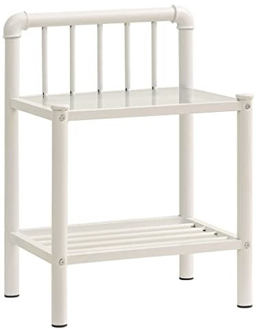 vidaXL Table de Chevet Table de Nuit Armoire de Chevet Armoire de Lit Chambre à Coucher Intérieur Blanc et Transparent 45x34,5x62,5 cm Métal et Verre