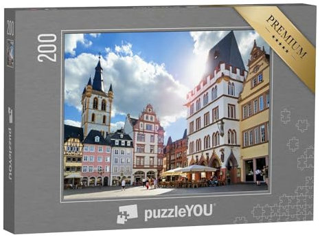 puzzleYOU: Puzzle 200 Teile „Trier, Marktplatz mit Steipe im Stadtzentrum der antiken Römerstadt“ – aus der Puzzle-Kollektion Trier
