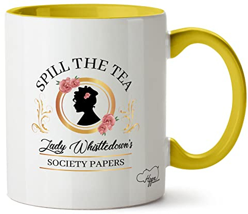 Hippowarehouse Spill The Tea Lady Whistledown's Society Papers Mug Printed Mug Various Colour Options Ceramic Cup Kitchenware 11oz