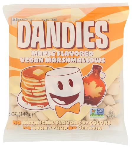 Dandies Vegane Mini Marshmallows Maple 142g – Mini-Marshmallows mit Ahornsirup, pflanzlich, gelatinefrei, ohne künstliche Aromen, ideal für heiße Getränke und süßes Backen