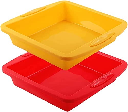 webake Molde cuadrado para tartas de 20 cm, 20 cm, 2 moldes de silicona para hornear pasteles, pan, pasteles, panqueques, pizza