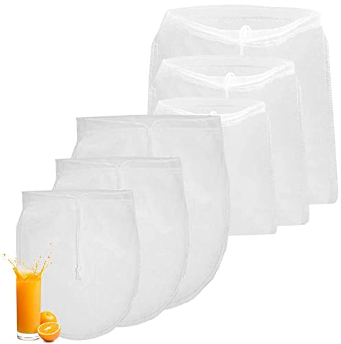 CHAMEEN Nut Milk Bag 6 Pieces Filter Bag Natural Hemp Fibre Fine Mesh Filter Cloth Filter Cloth Strainer Vegan