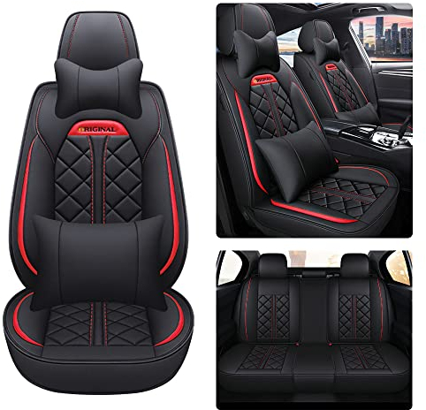 Autositzbezug 4, Komplettset 5 Sitze Allwettereinsatz Auto Ledersitzbezug, Deluxe - Schwarz