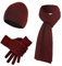 JIMACRO Winter 3set, Beanie Mütze Warme Knit Winterschal Thermo Touchscreen Handschuhe Set für Herren und Damen, Mütze Schal Handschuhe Set Mit Dick Fleece Innenfutter für Ski (Weinrot)