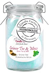 Candle Factory Baby Jumbo Duftkerze aus pflanzlichem Stearin im hitzebeständigen Glas der Marke Weck®, bis zu 20h Brennzeit, Duft: Grüner Tee & Minze