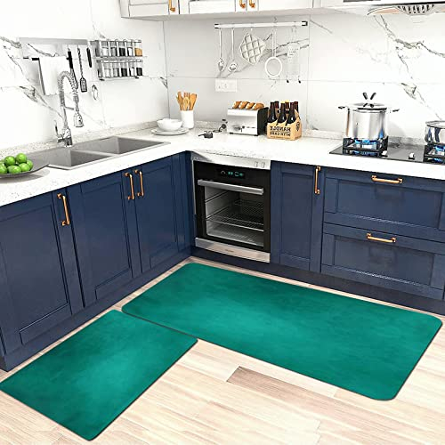 Waschbar rutschfest Küchenmatte,Blaugrün, Aqua, Jade, Wasserzeichen, Türkis, Aquamarin, Cyan, Distressed Fluid, wässrig,Türmatte für Küche und Bar Teppich Läufer waschbare Küchenläufer Küche Deko