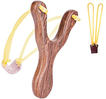 luckaide Steinschleuder, Holz Zwille, Slingshot, Einstellbar Schleuder Zwille mit 1 Ersatzgummi, Holz Schleuder für Outdoor Sportarten mit Starker Gummiband