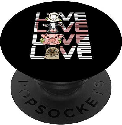 Animals Love | Vegan Animals Rights | Veggie Vegetarisch PopSockets mit austauschbarem PopGrip