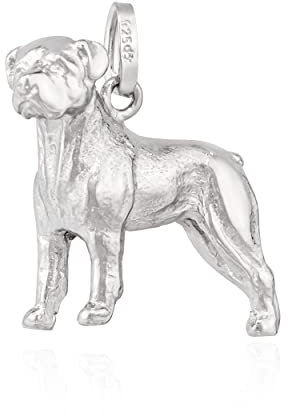 NKlaus Kettenanhänger Rottweiler mit Schlaufe 925 Silber Anhänger glanz 3D rhodiniert 13748
