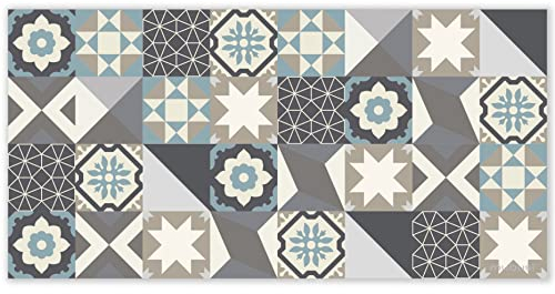 mubusi Alfombra Vinílica Cocina Salón - Varios Tamaños - (Hidráulica Oporto Azul 40x80 cm)