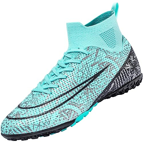 VTASQ Zapatillas de Fútbol Hombre Aire Libre Profesionales Atletismo Training Calzado de Fútbol Calzado de Deporte Zapatos de Entrenamiento Zapatos de Fútbol Turquesa 43 EU