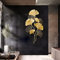 Fermoirper Wanddeko Metall Gingko,3D Deko Gold Gingko Leaf Wohnzimmer Dekoration für Wohnzimmer Schlafzimmer Esszimmer 55 * 110CM