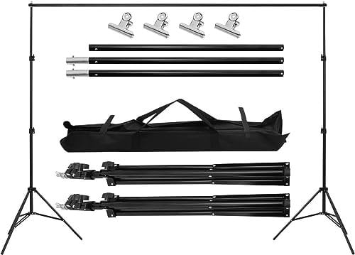 Supernic Backdrop Stand Kit Adjustable Background Support Stand with Carrying Bag - Professional Studio Photography Background Support System Kit with 4 Metal Clamps 2x2m (6.5 x 6.5ft)