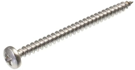 SECCARO Spanplattenschraube Halbrundkopf 6 x 80 mm, Edelstahl V2A VA A2, Holzschraube mit Vollgewinde, Kreuzschlitz/PZ, 75 Stück