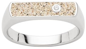 Dur Schmuck Ring NORDLICHT Strandsand/Zirkonia, Silber 925/- rhodiniert (R6006) (60 (19,1))