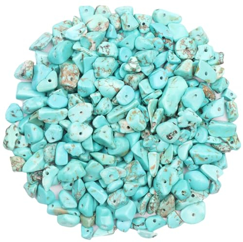 500 Stück Edelsteinperlen Blauer Türkis Perlen zum Auffädeln Kristalle Perlen 5-8mm Unregelmäßige Gebohrt Edelstein Perlen zum Basteln Natur Steinperlen für DIY Armbänder Ketten Ohrringe Schmuck