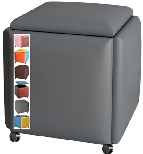 Stapelbar Sofa Stuhl Hocker Cube 5 in 1, Kombination Sitzwürfel Fußhocker, Fußhocker, Polsterhocker, Sitztruhe, Schuhbank, Sitzhocker mit Rollen, Fußstütze Ottomane Creative Cube Sofa (C