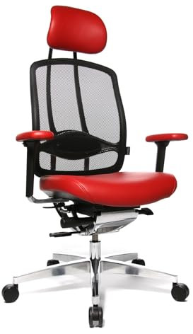 Wagner Alu Medic 10 Limited ergonomischer Profi Bürostuhl Drehstuhl Schreibtischstuhl mit bewegter Sitzfläche durch Dondola Gelenk echt Leder rot