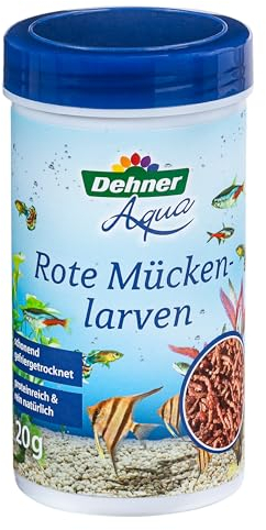 Dehner Aqua Fischfutter, Fischsnack proteinreich / 100% natürlich, Rote Mückenlarven für Zierfische, 20 g