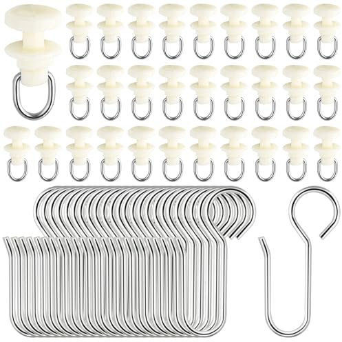 Lot de 120 roulettes de rideau pour rail, 60 crochets à rideaux et 60 crochets en métal, pour rails standard, crochets de rideau, rail de rideau de douche