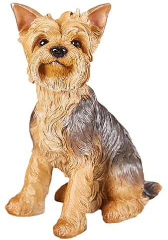 MFAOSHI Garten Hundeskulptur, Yorkshire Terrier Statuen, Dekoration für Hinterhof, Terrasse und Rasen, Kunstharz Hunde Ornamente,24 * 17 * 33.5cm