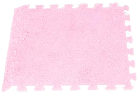 10 Stück Plüschschaum-Bodenmatten Verhindern EIN Verrutschen, Schneidbare, Verdickte, Ineinandergreifende Teppichfliesen Schlafzimmer (Rosa)